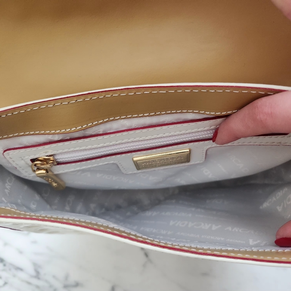 Arcadia Cream and Tan Crossbody Purse **Please Read Description** - Picture 5 of 14